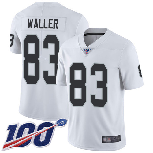 Men Oakland Raiders Limited White Darren Waller Road Jersey NFL Football #83 100th Season Vapor Jersey